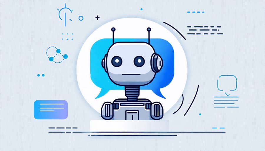 AI chatbot icon inside chat bubble, symbolizing automated lead nurturing in real estate