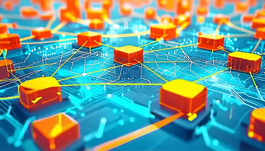 Illustration depicting the decentralized structure of a blockchain network