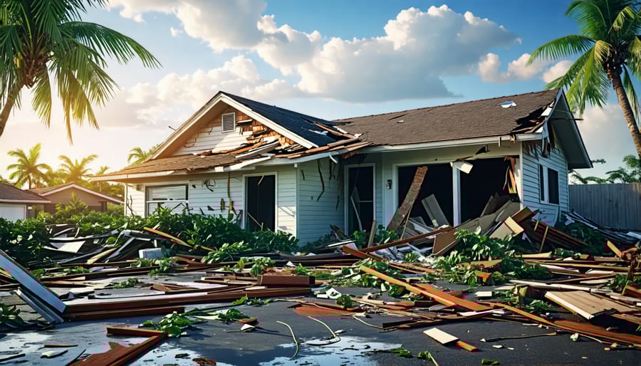 Damaged residential property due to a natural disaster