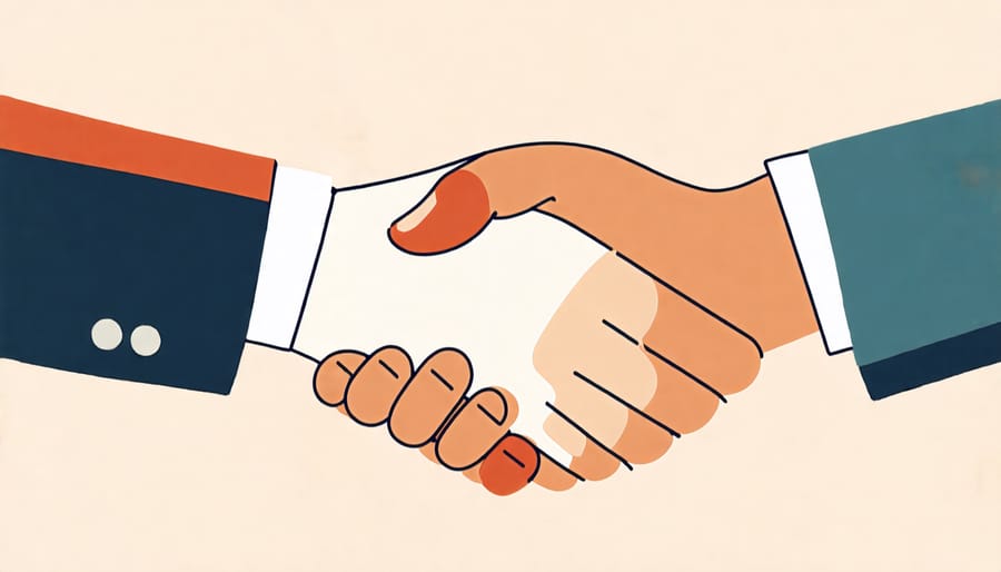 Investor and real estate investment manager shaking hands, representing collaboration