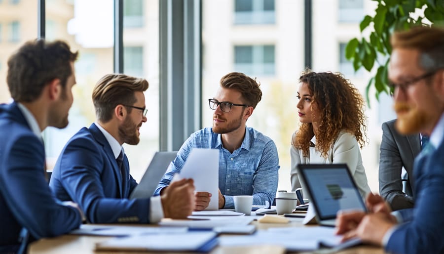 Real estate investment managers collaborating in an office environment