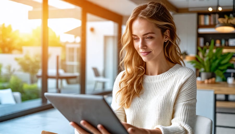 Remote real estate marketing specialist designing an online advertisement