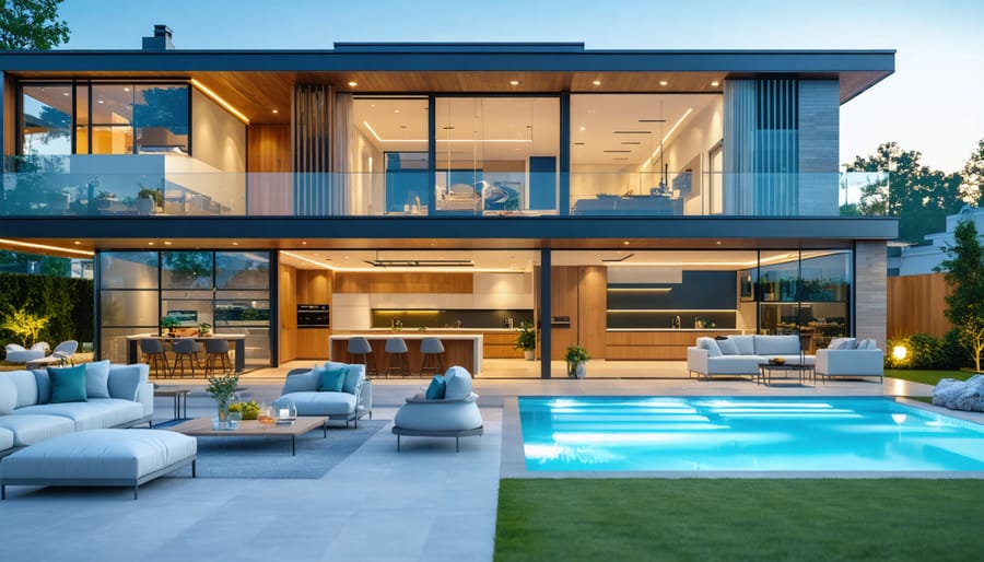 Illustration of a home in transition, highlighting modern kitchen upgrades, energy-efficient improvements, and an inviting outdoor space, symbolizing the potential of 0% financing for renovations.