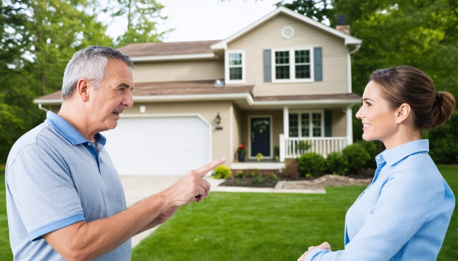Homeowner consulting with an insurance agent about adequate coverage for other structures