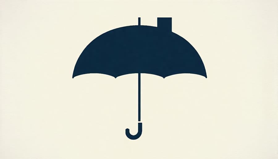 Conceptual image of a house sheltered by a large umbrella