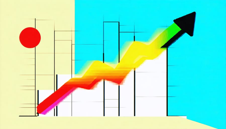 Increasing credit score graph representing improvement from debt management