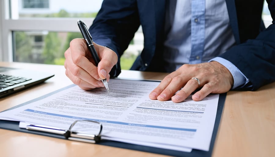 Professional insurance review meeting between agent and property owner