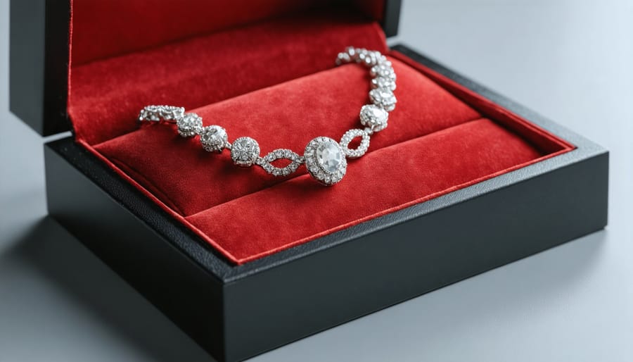 An open jewelry box displaying expensive jewelry pieces