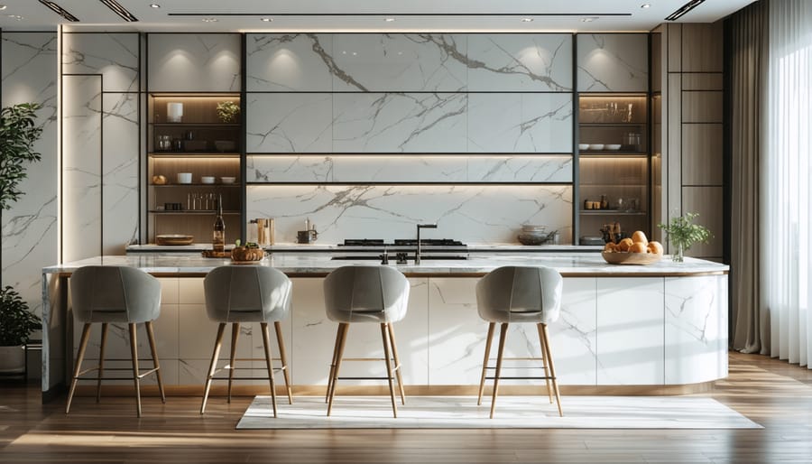 Luxurious kitchen renovation featuring premium appliances and countertops