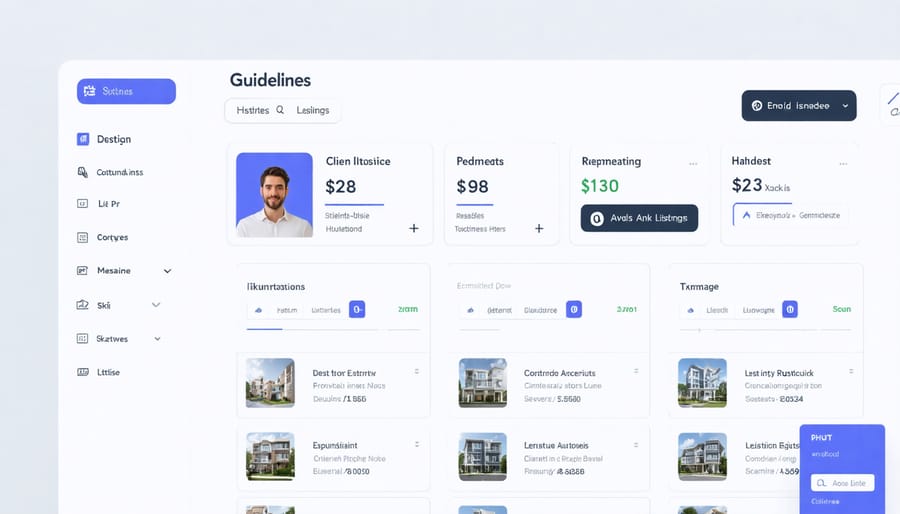 Modern real estate CRM software interface displaying client management features
