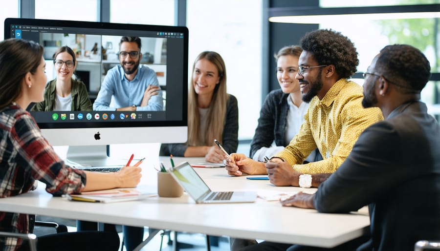 Remote team members engaging in a productive online meeting