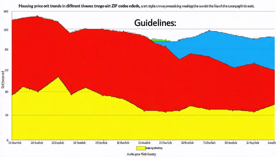 Graph showing housing price trends across various ZIP codes