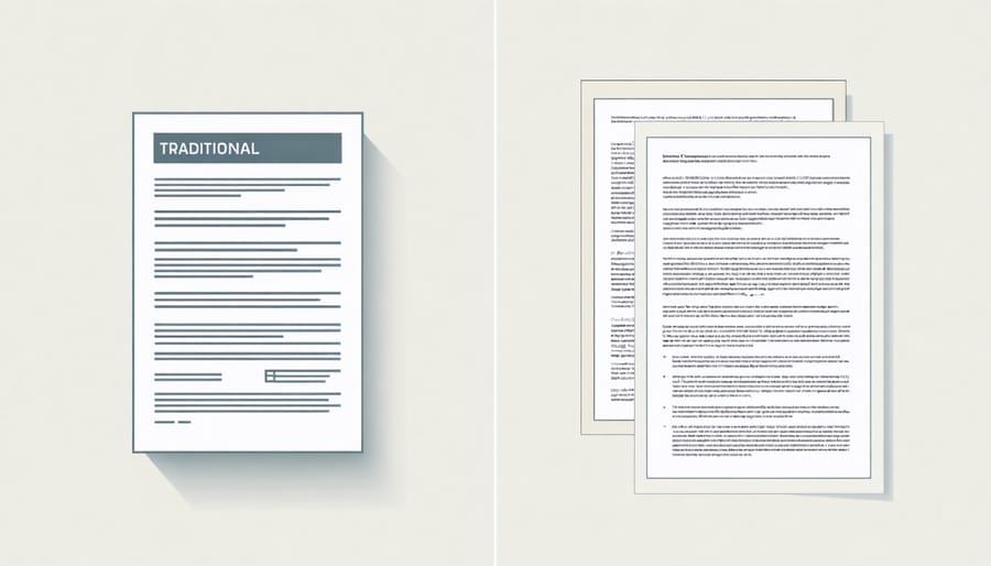 Comparison of traditional employment documents versus self-employed documentation requirements