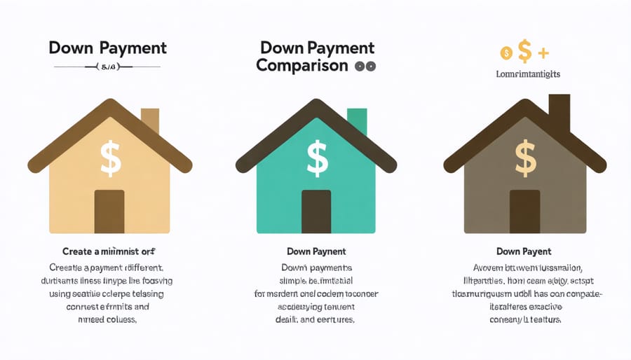 Visual comparison chart of down payment requirements for FHA, VA, USDA, and conventional loans