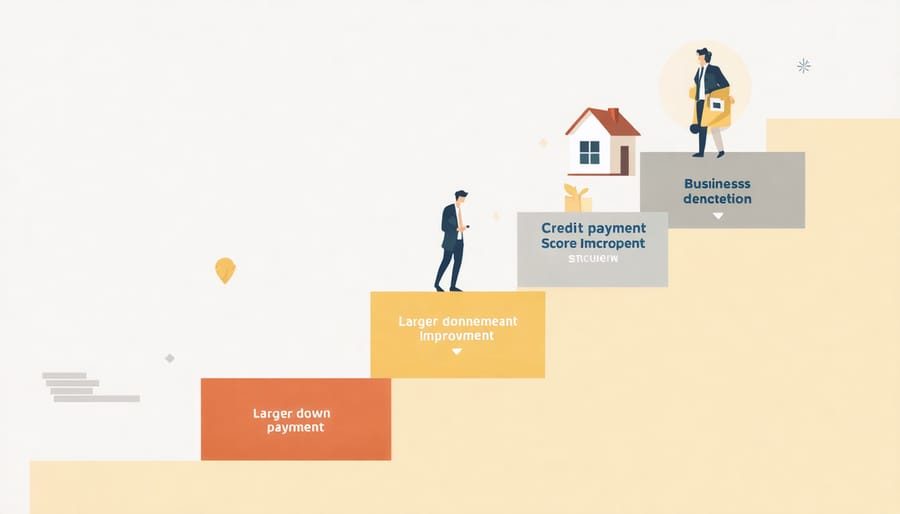 Step-by-step visualization of strategies to improve mortgage approval chances