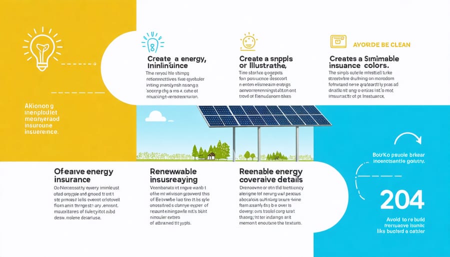 Visual diagram illustrating various insurance coverage types for renewable energy assets