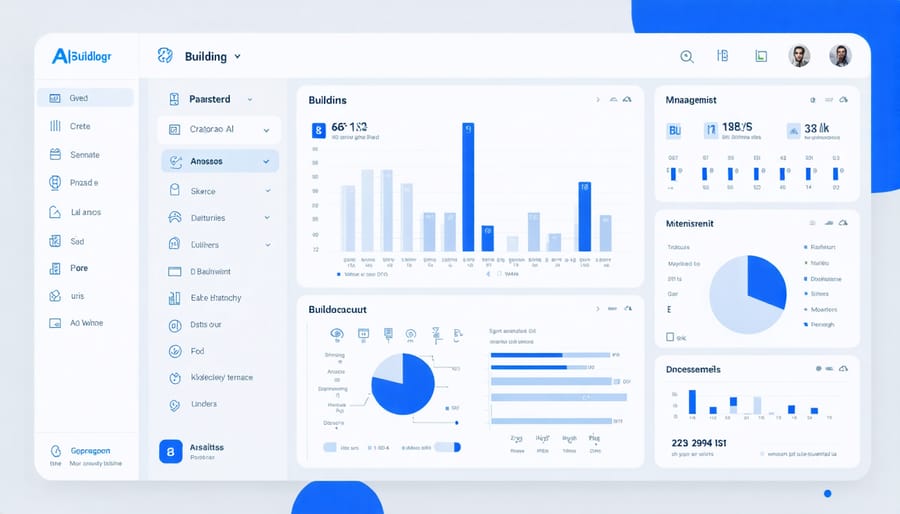 Smart building management system interface displaying real-time property analytics