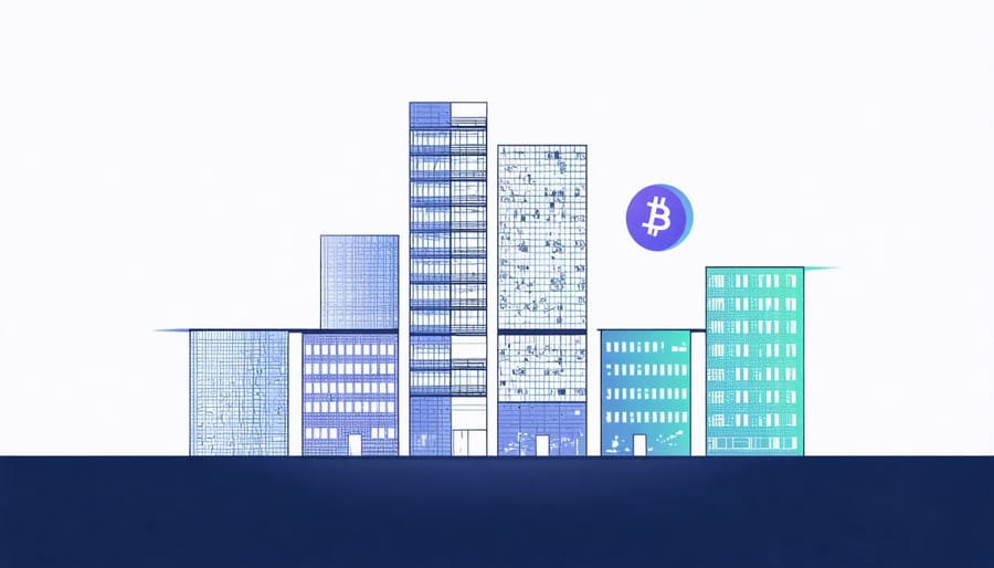 Building segmented into digital tokens representing fractional ownership shares