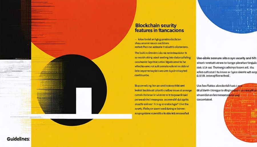 Visual representation of blockchain security elements protecting property transactions