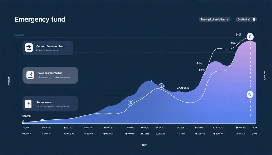 Graph illustrating emergency fund development and risk management strategies