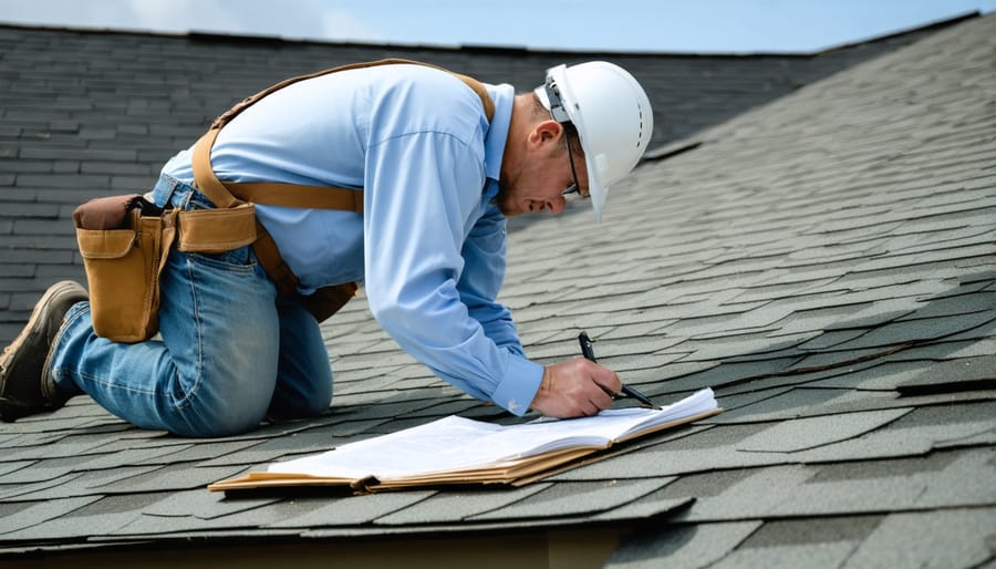 Home inspector checking structural elements during property inspection