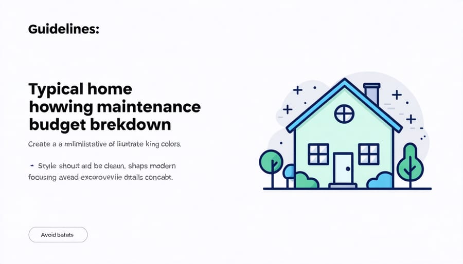 Pie chart and icons illustrating annual home maintenance cost categories and percentages