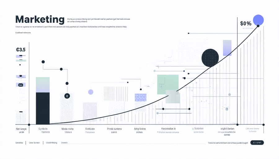 Analytics graph showing positive trends in real estate marketing metrics over 12 months