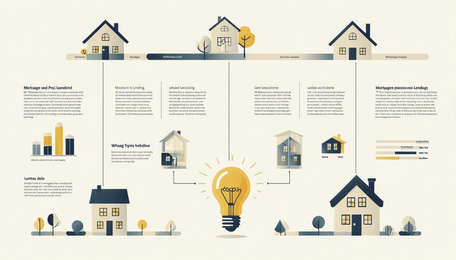Infographic showing different types of mortgages and loan structures in real estate
