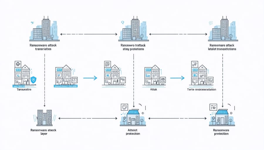 Visual representation of ransomware protection layers in real estate E&O insurance