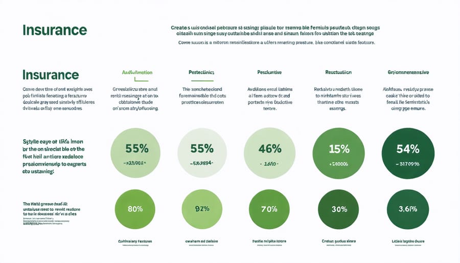 Chart displaying insurance savings percentages for various sustainable building features