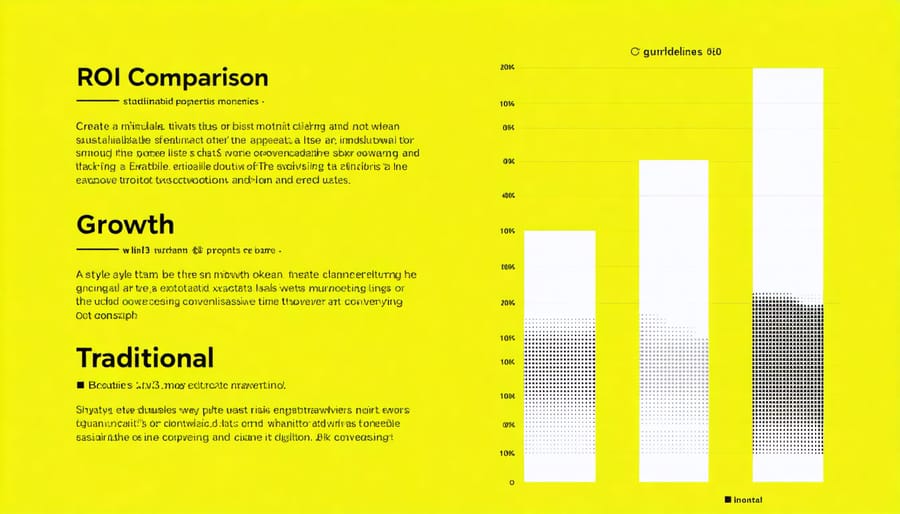 Data visualization comparing financial returns of sustainable vs traditional real estate investments