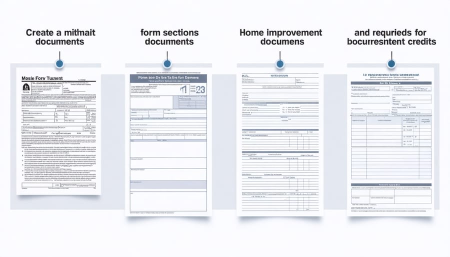 Visual guide showing tax forms and documentation needed for claiming home improvement tax credits