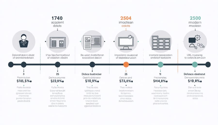 Step-by-step implementation timeline with financial milestones and tech integration phases