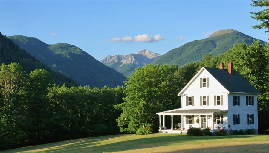 Traditional Vermont single-family home nestled in Green Mountain landscape