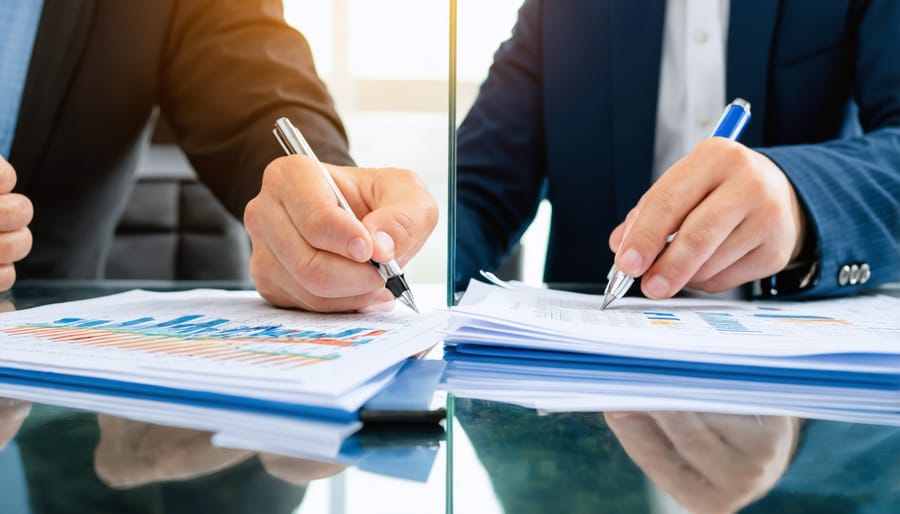 Financial advisor and tax professional collaborating on client financial strategy