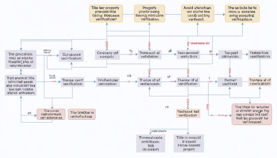 Step-by-step visualization of blockchain-based property title transfer workflow