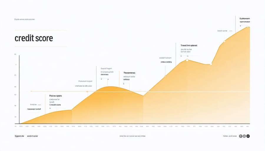 Visual representation of credit score improvement over time