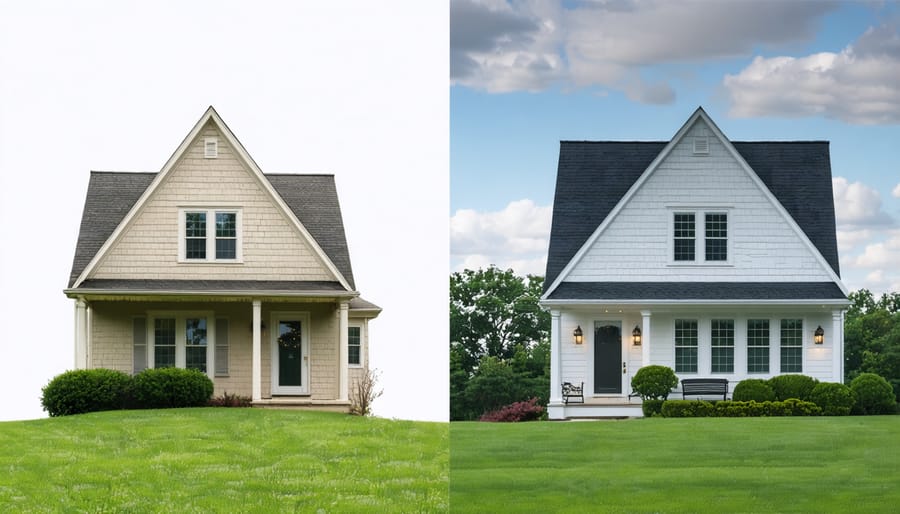Side-by-side comparison of maintained vs neglected home maintenance