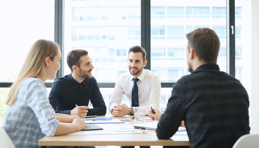 Self-employed person discussing refinance options with mortgage professional