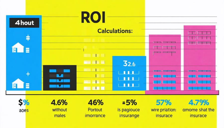 Line graph comparing investment returns with different mortgage insurance scenarios
