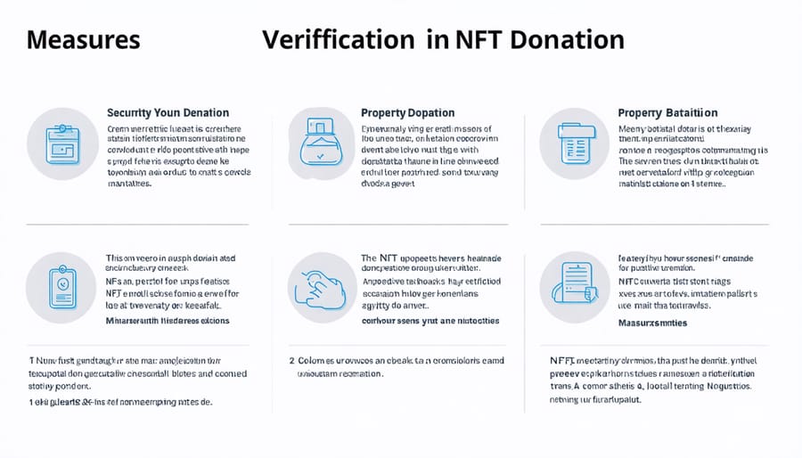 Security and verification workflow diagram for NFT property donations