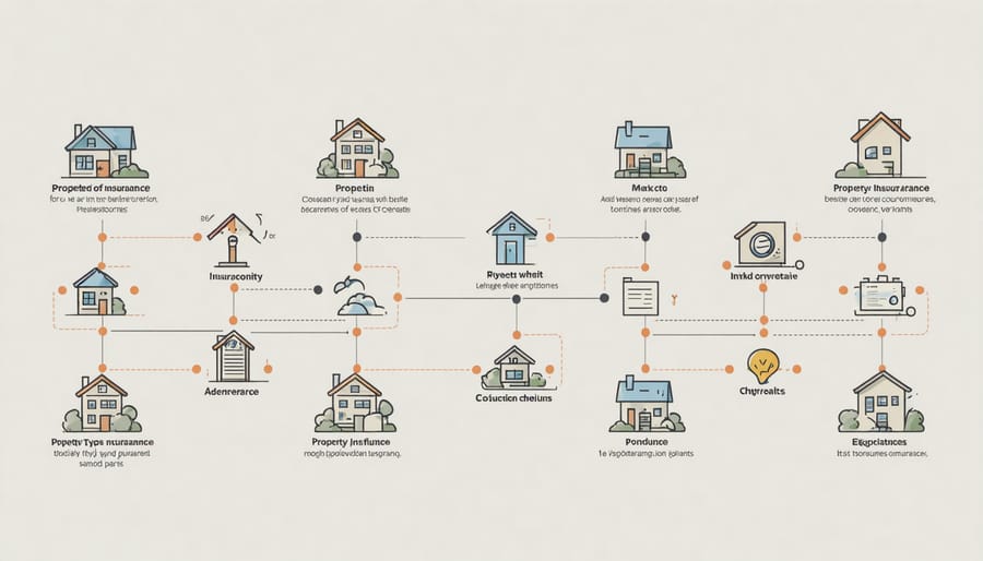Visual diagram of different property insurance types and their relationships