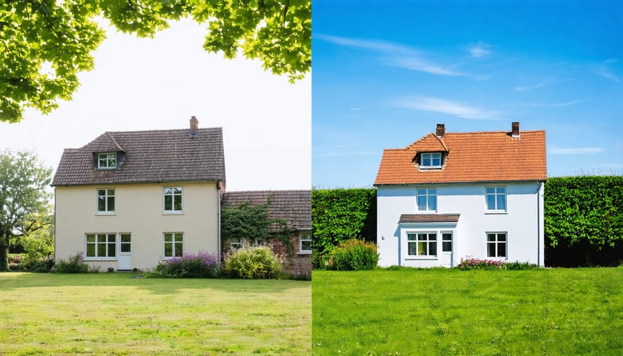 Comparison of maintained and unmaintained investment properties highlighting risk reduction