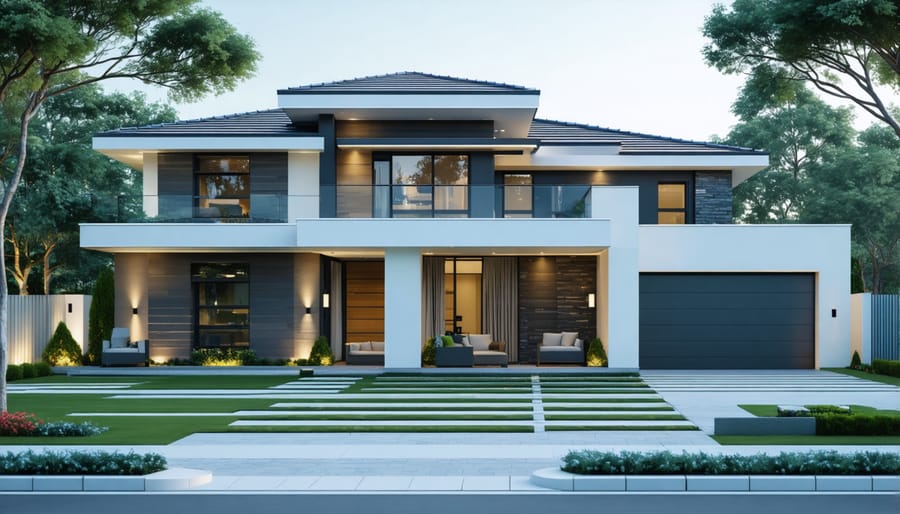 Protected home showing key insurance coverage elements including security system and structural features