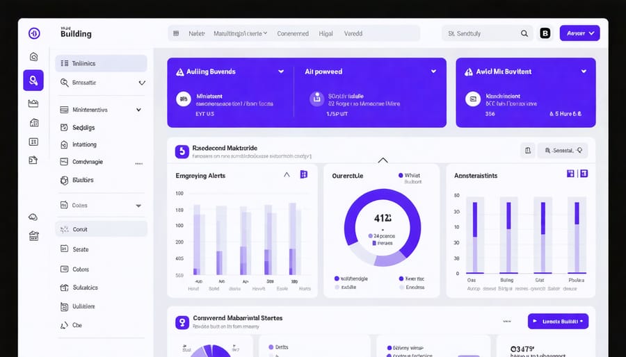 Smart building management dashboard displaying predictive maintenance data