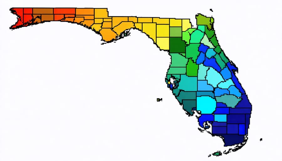 Color-coded map of Florida showing insurance premium variations across different regions