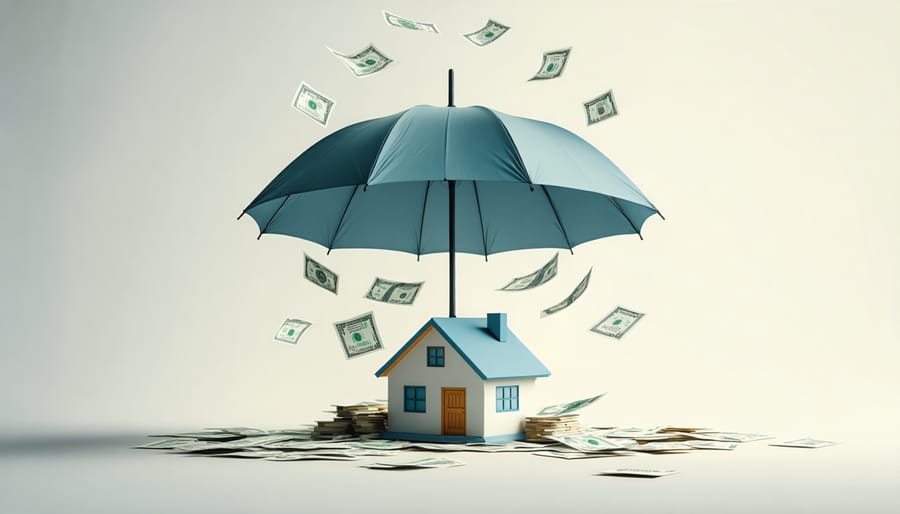 Conceptual illustration of a home being protected from financial difficulties