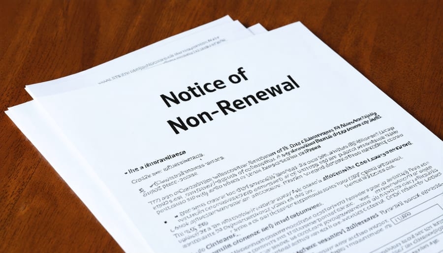 Insurance non-renewal notice documents with highlighted important dates