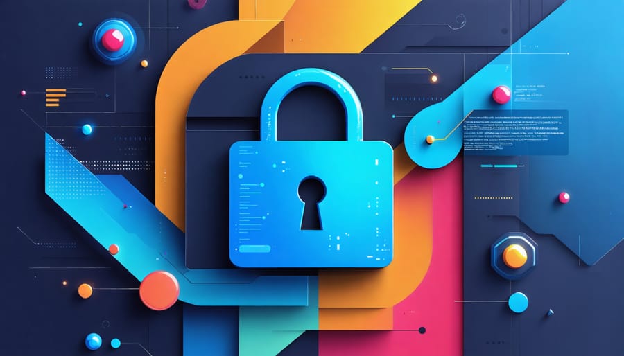 Multi-layered cybersecurity protection system diagram for insurance data