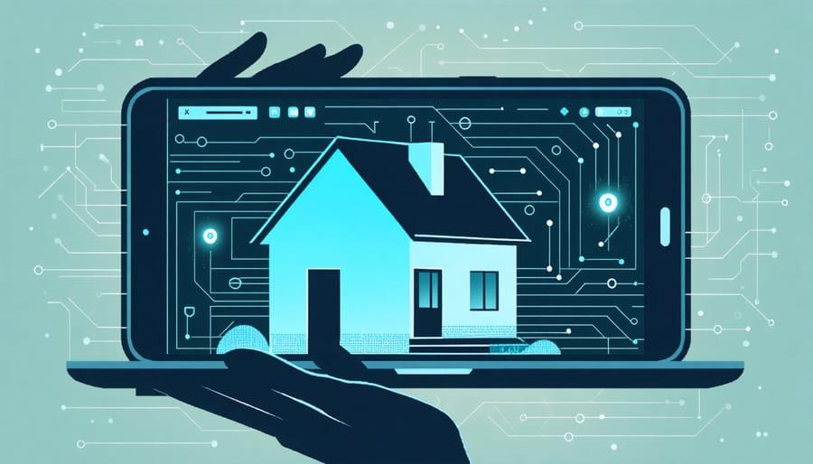 3D illustration showing cyber attack vectors surrounding a real estate mobile app interface